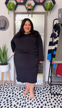 Load image into Gallery viewer, Ulla Popken Black Dress with Belt Accent 26