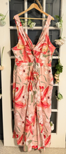 Load image into Gallery viewer, Peach and Coral Floral Cutout Jumpsuit 26/28