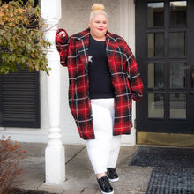 Load image into Gallery viewer, Torrid black and red plaid trench coat 6X