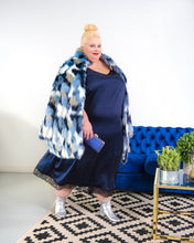 Load image into Gallery viewer, Ulla Popken faux fur blue print coat 28/30
