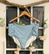 Load image into Gallery viewer, Light Blue Gingham Bikini 22W
