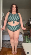 Load image into Gallery viewer, Shein Green Checkered 2-Piece Swimsuit 3X
