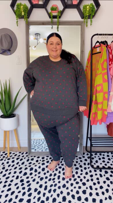 Torrid Grey Heart Lounge Set Top 4X, Bottom 5X