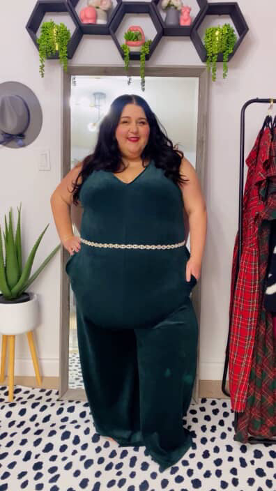 Smash and Tess Forest Green with Glitter Jumpsuit 4X