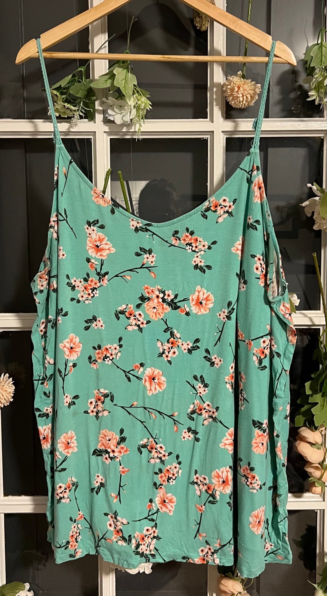 Turquoise Floral Tank Top 5X