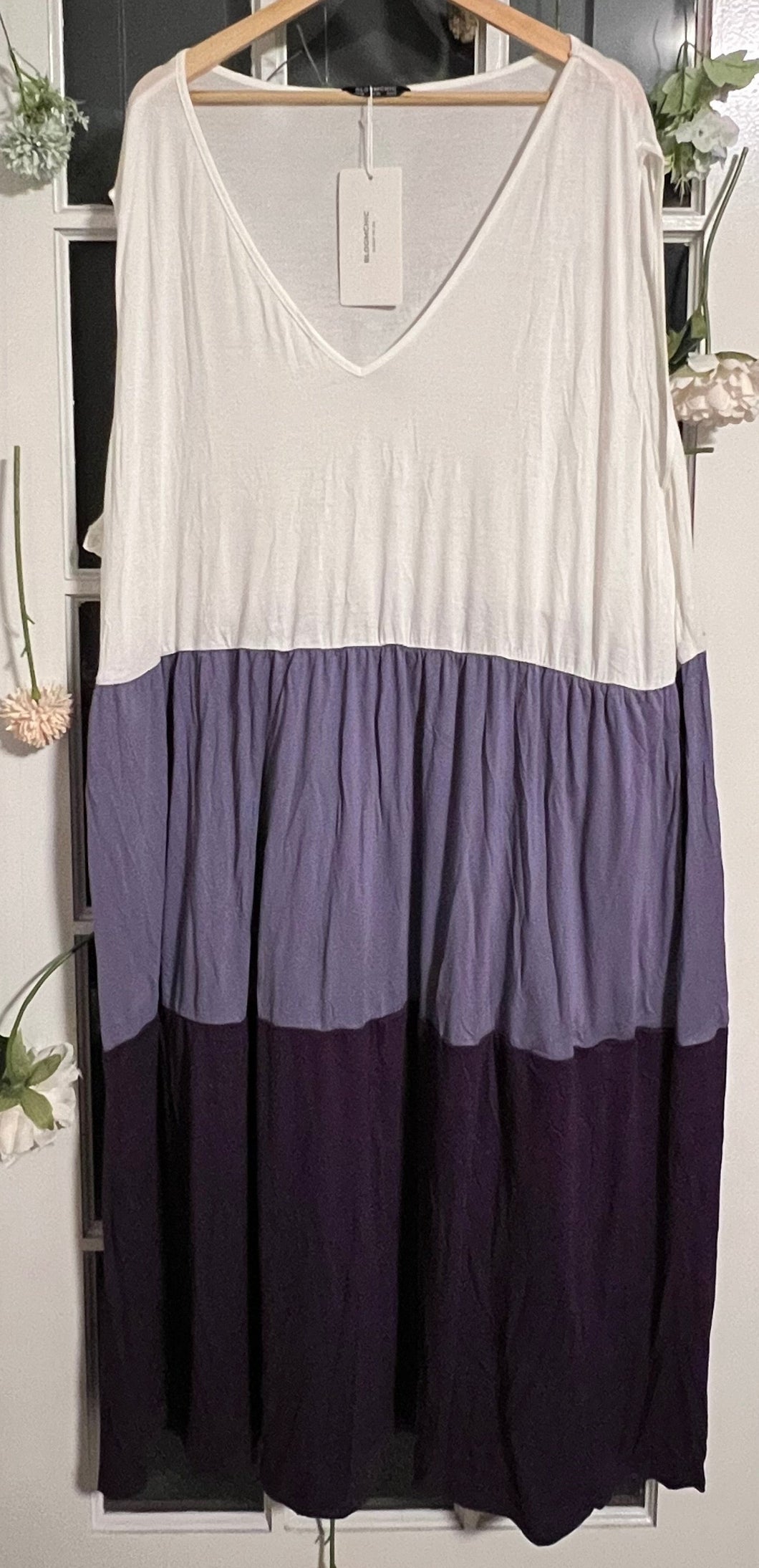 Purple Colour Block Sleeveless Tank Dress  30/6X