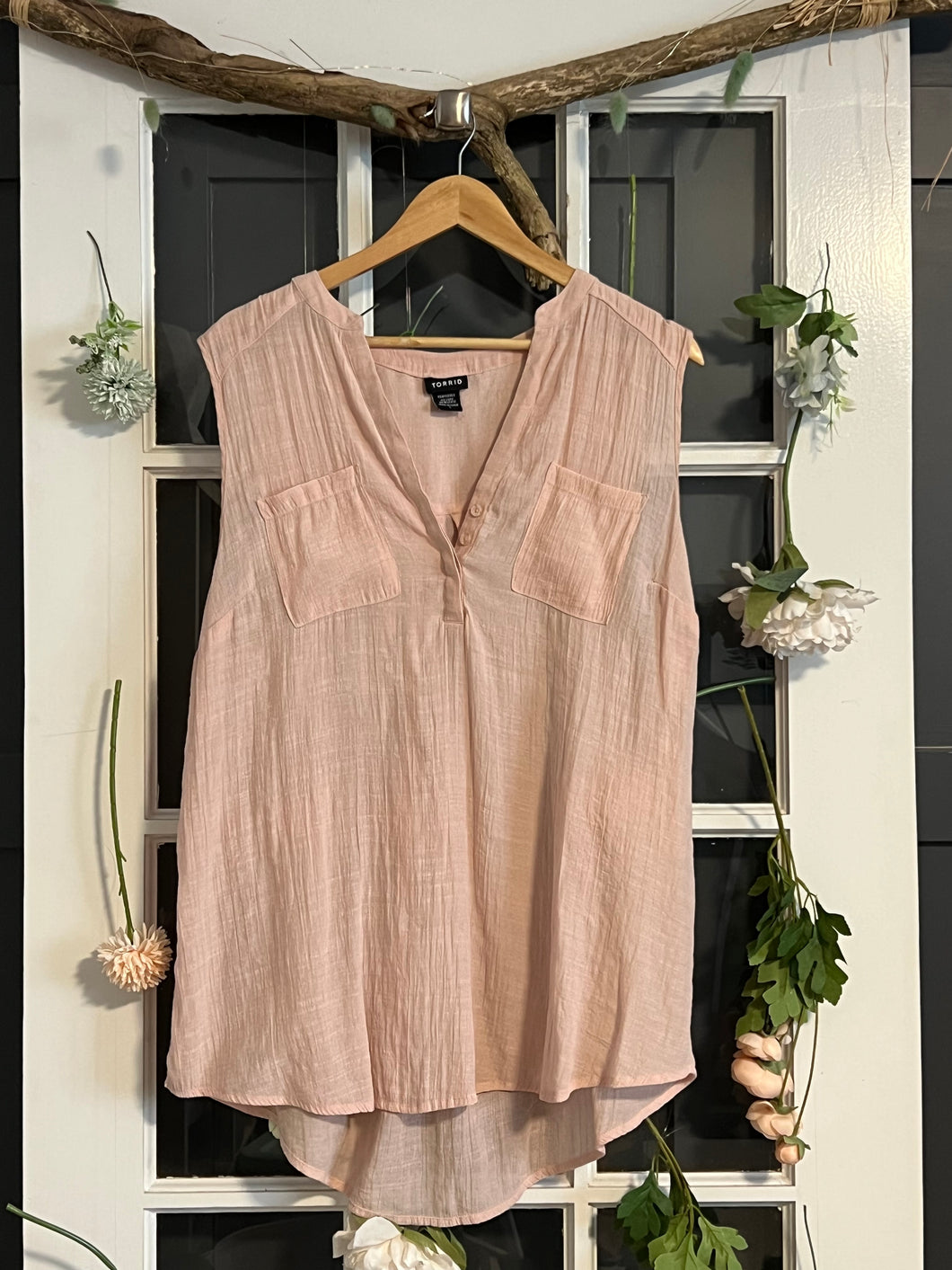 Torrid Blush Linen Sleeveless Top 1X