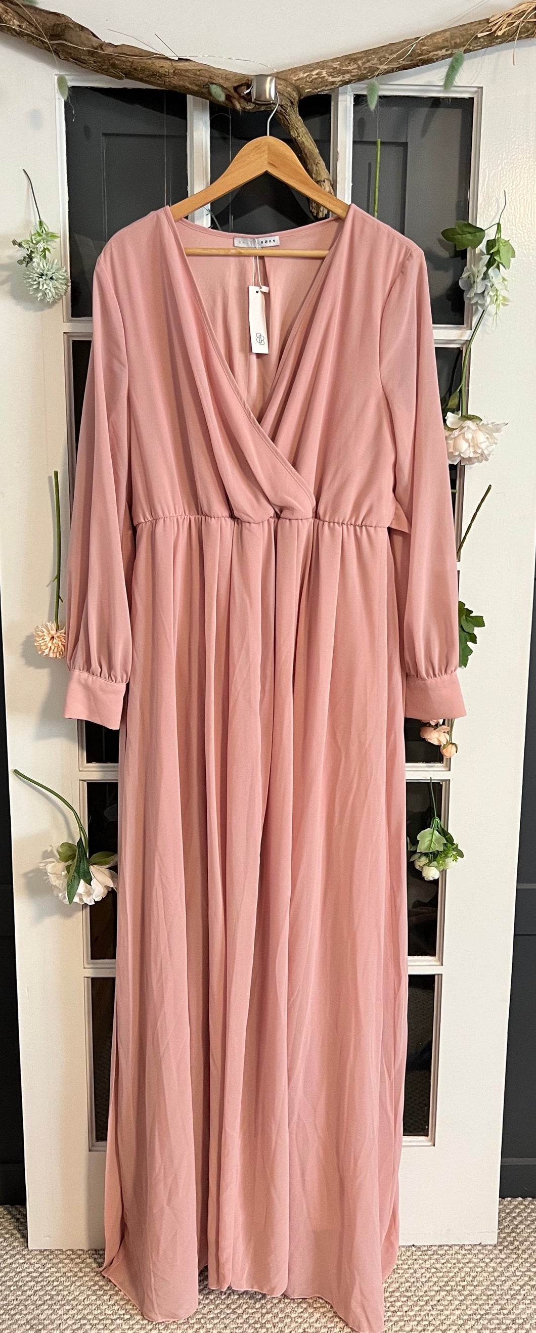 Blush Long-Sleeved Formal Dress XXXL