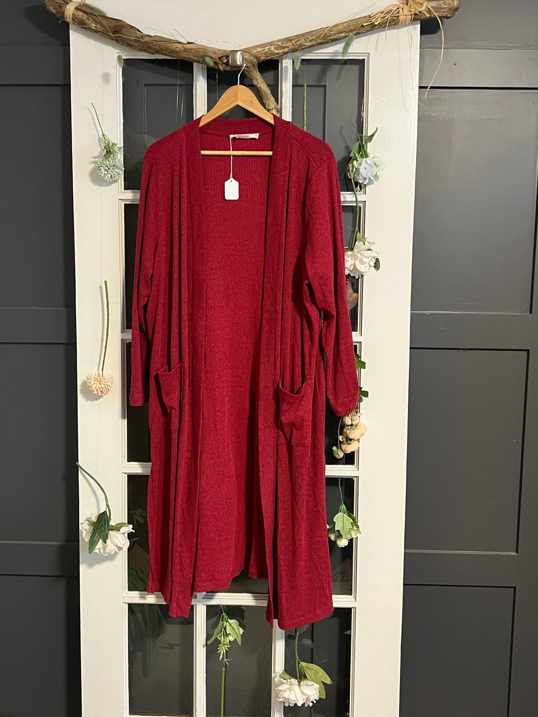 Penn. Long Red Cardi 2X