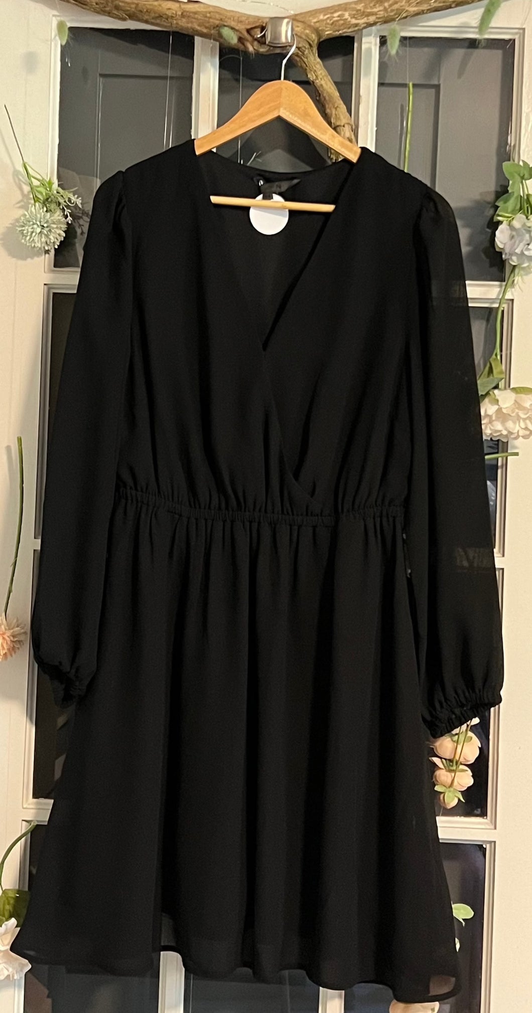 Black Faux Wrap Mini Dress 14