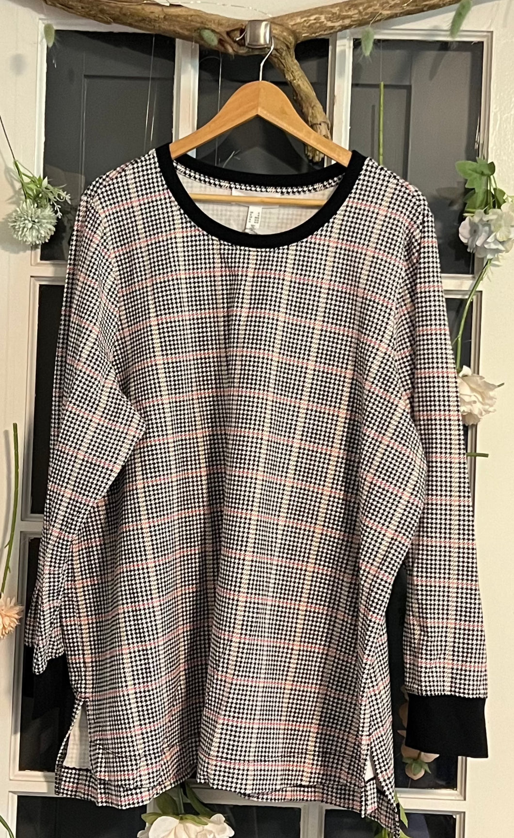 Addition Elle Plaid Long Sleeved Shift Dress 4X