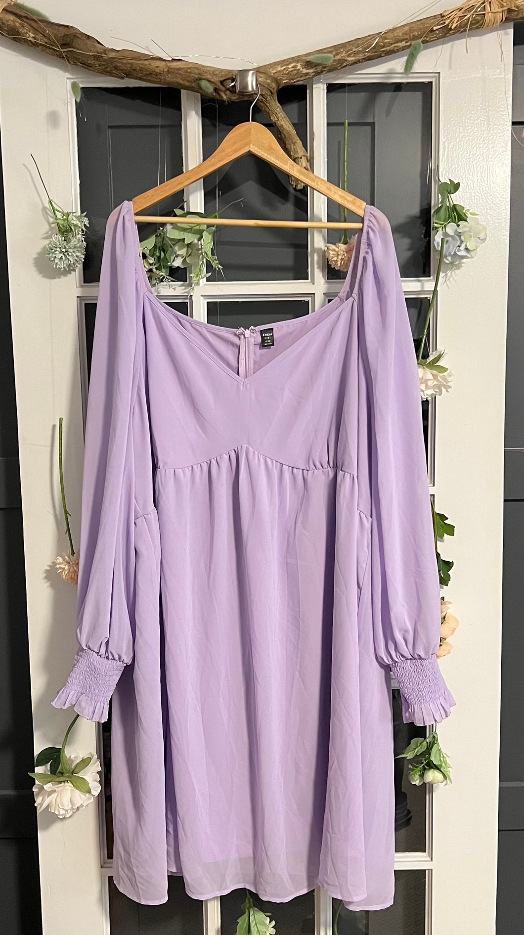 Lilac Dress with Sheer Sleeves 32/34