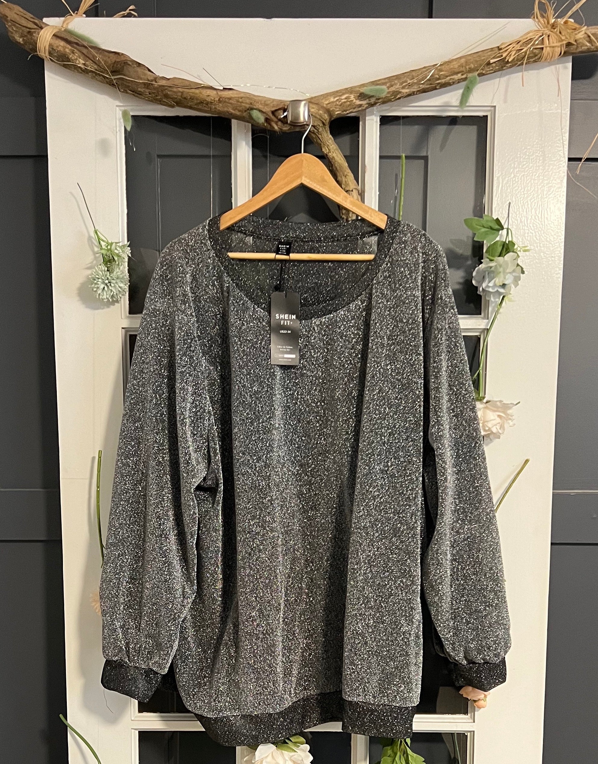 Grey sparkle top online