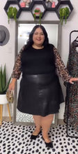 Load image into Gallery viewer, Ulla Popken Black Top with Sheer Leopard Sleeves 24
