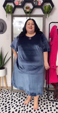 Load image into Gallery viewer, Ulla Popken Grey-Blue Velvet Dress 24/26
