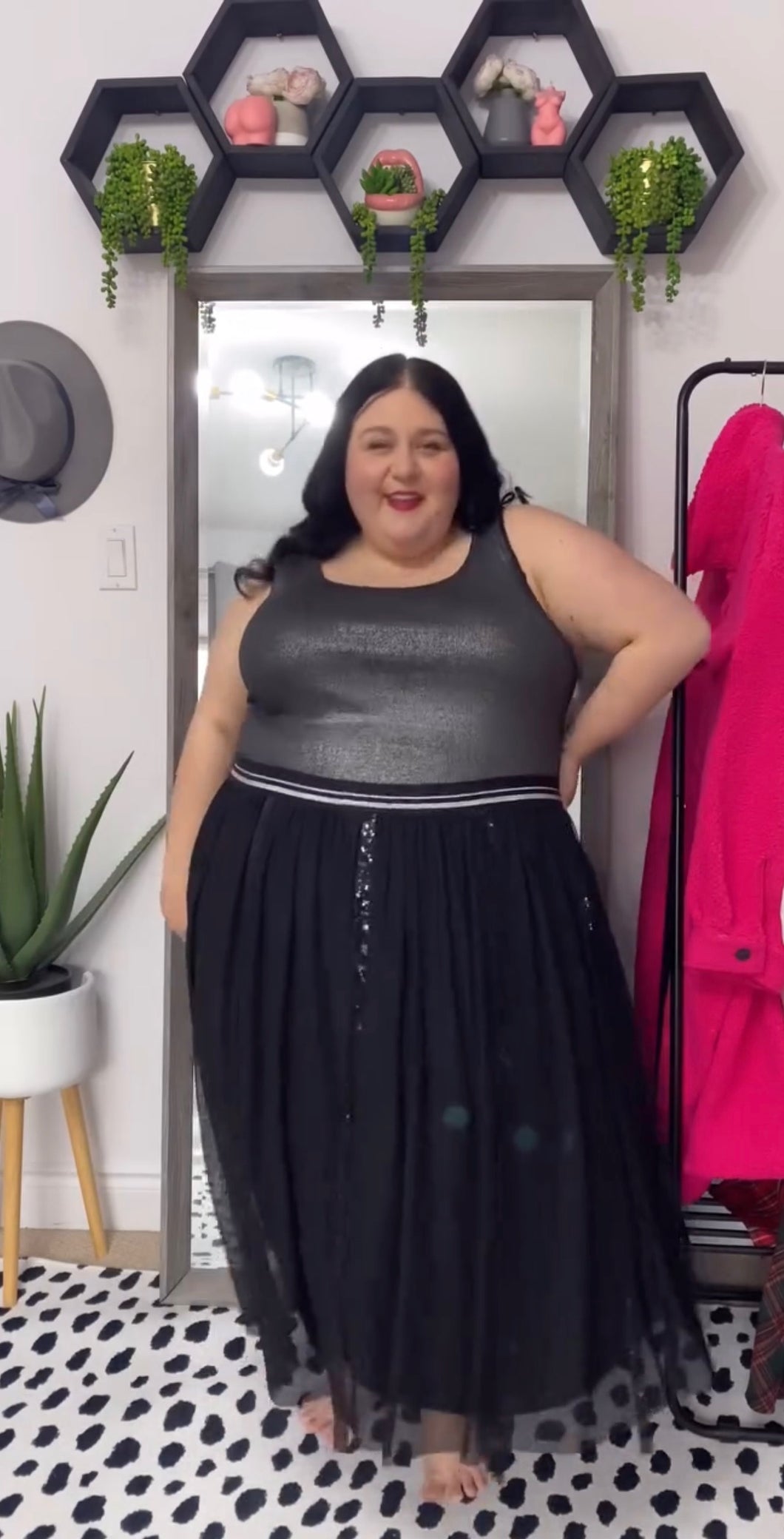 Ulla Popken Black Skirt with Sequin Accents 26