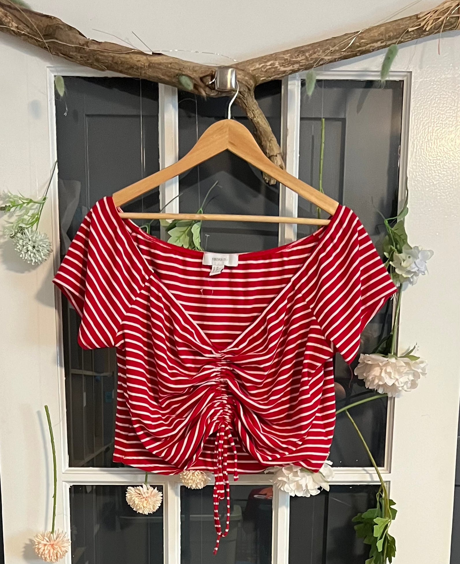 Forever 21 Red Striped Crop 3X Curvy Thrift Co