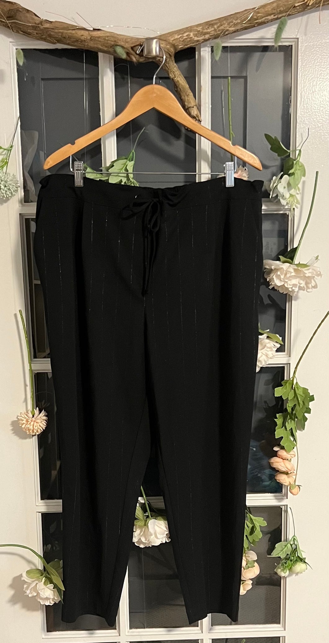 Penn Black Dress Pant with Shimmer Pinstripe 1X