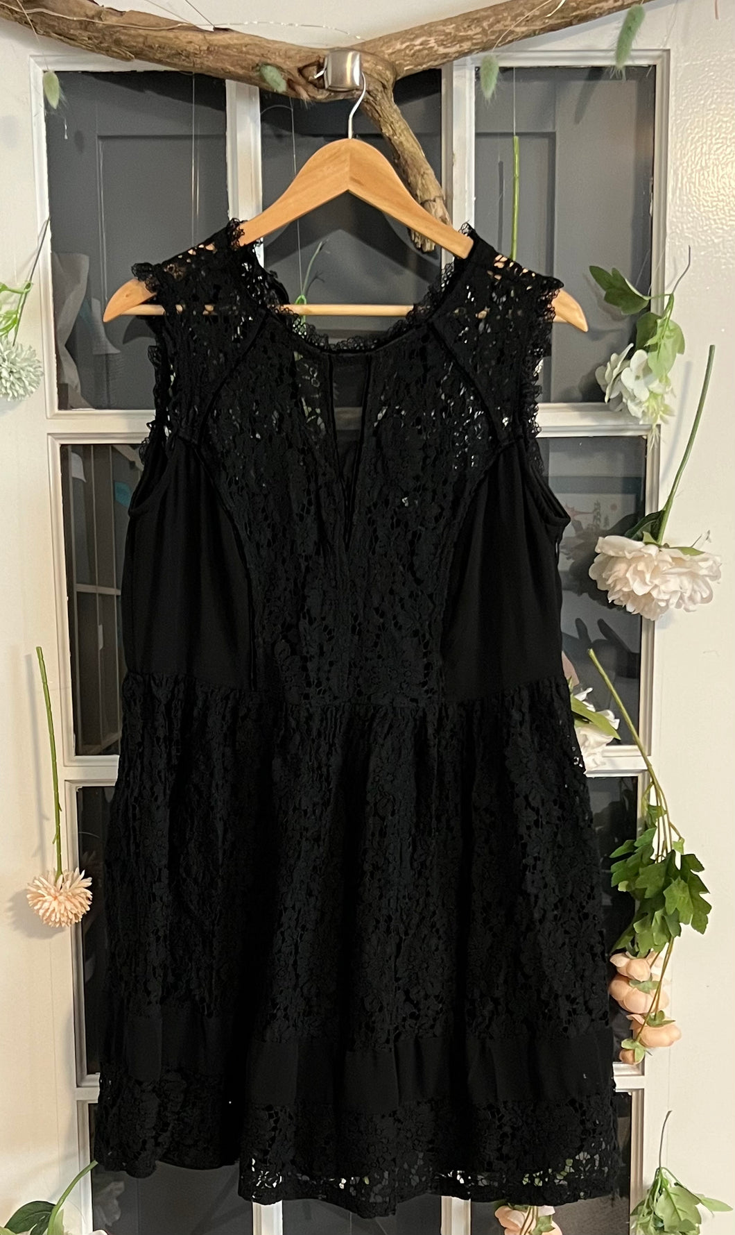 Black Lace Mini Dress 1X