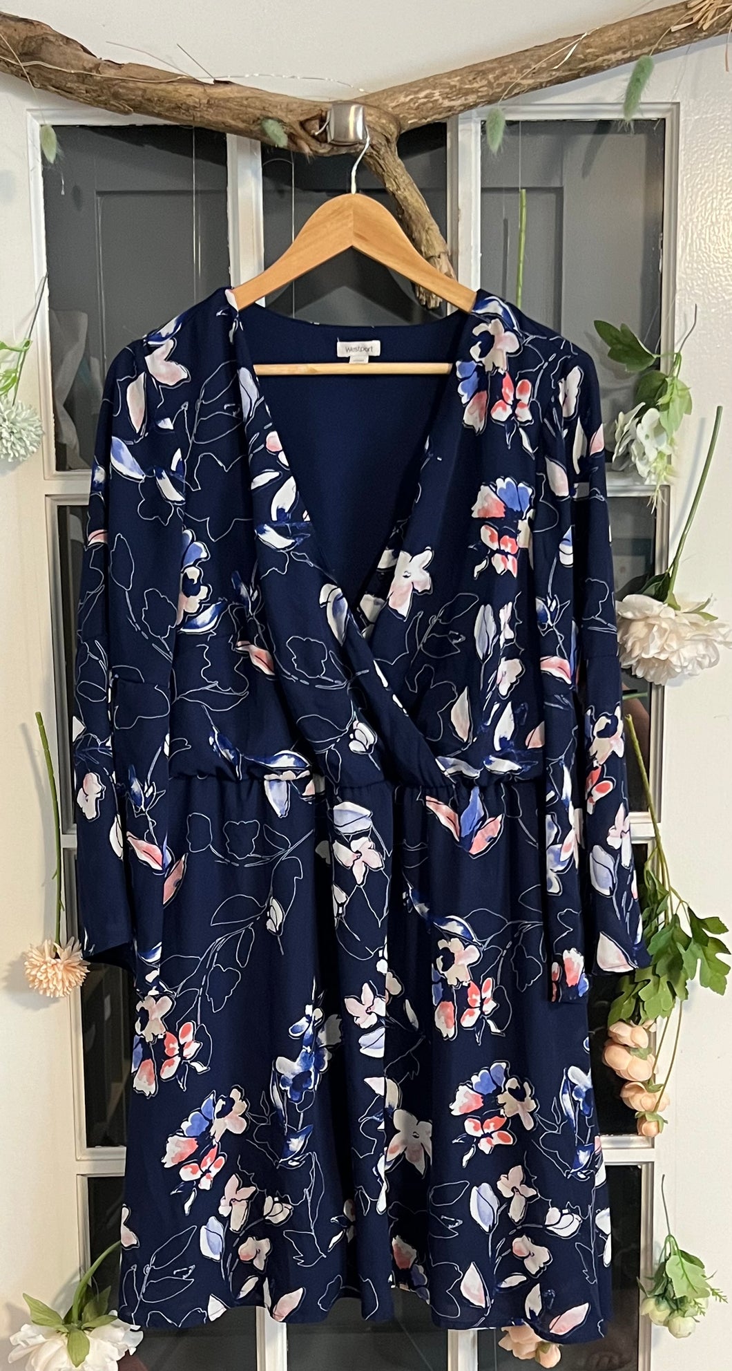 Navy Blue Floral Dress 16