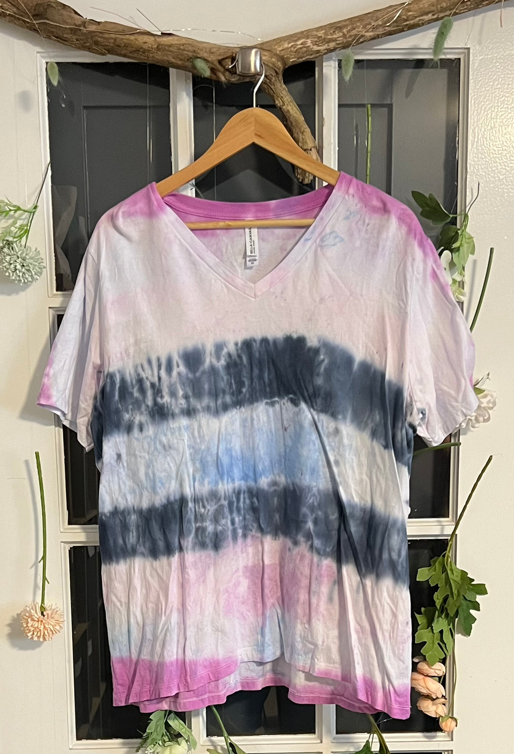 Purple V-Neck Tie-Dye Tee 2X