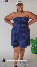 Load image into Gallery viewer, GAP Navy Blue Pinstripe Strapless Dress XXL
