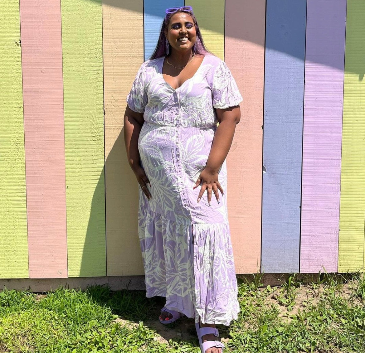 Eloquii Lilac Short-Sleeved Dress 20 Curvy Thrift Co. Eloquii Lilac Short-Sleeved Dress 20 Curvy Thrift Co.