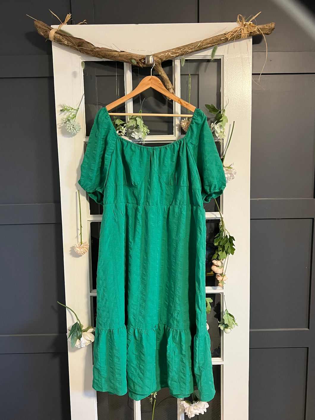 Torrid Green Dress with lace up back 3X