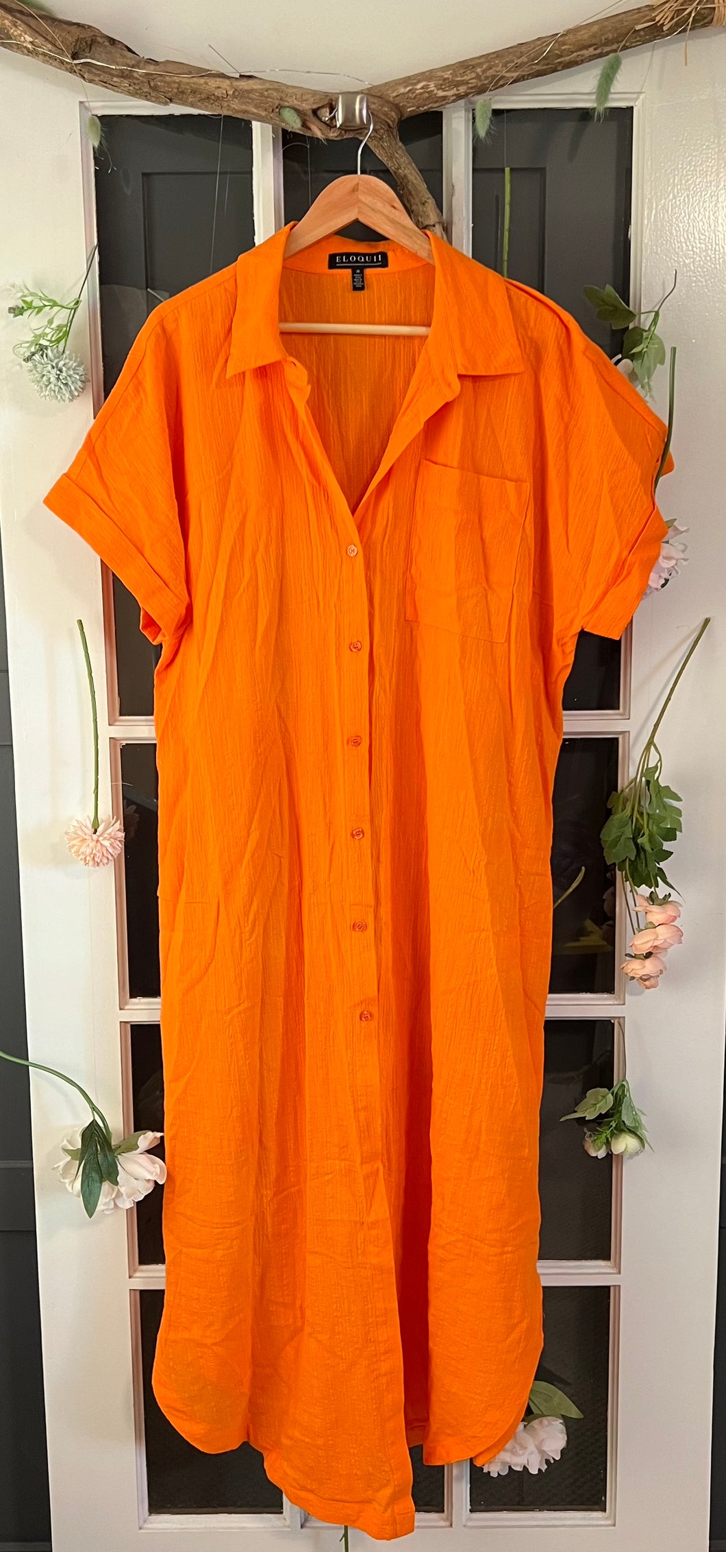 Eloquii Orange Linen Dress 20