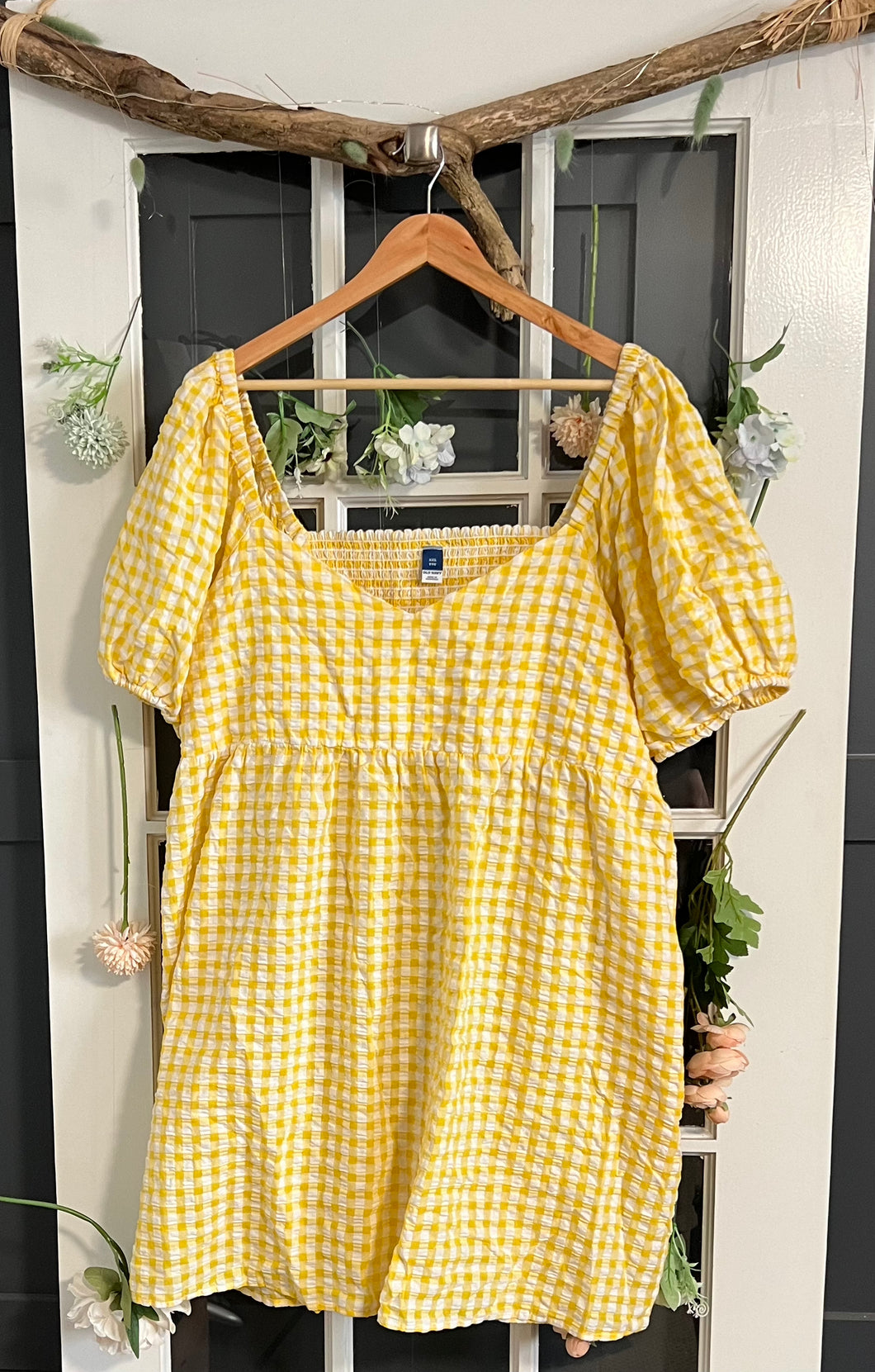 Old Navy Lemon Gingham Dress XXL