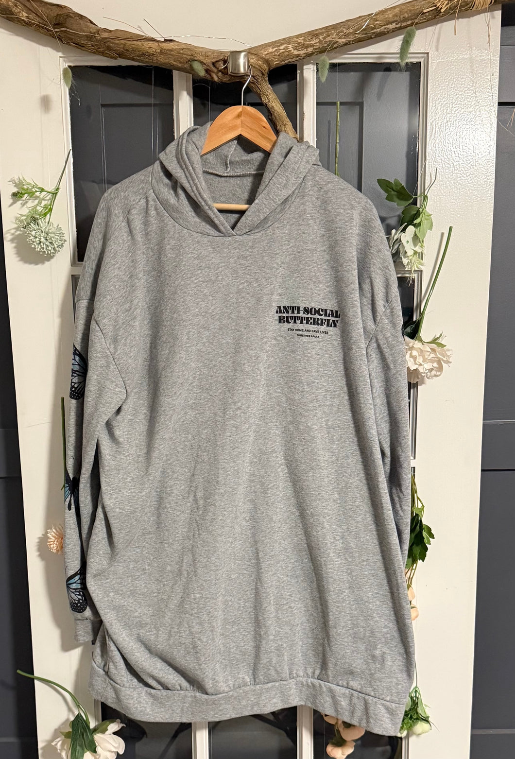 Antisocial Butterfly Grey Sweatshirt 3/4X