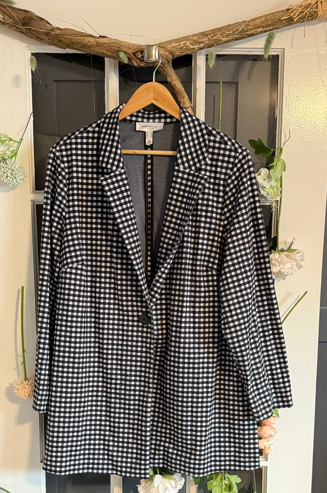 Addition Elle Black Plaid Blazer 20