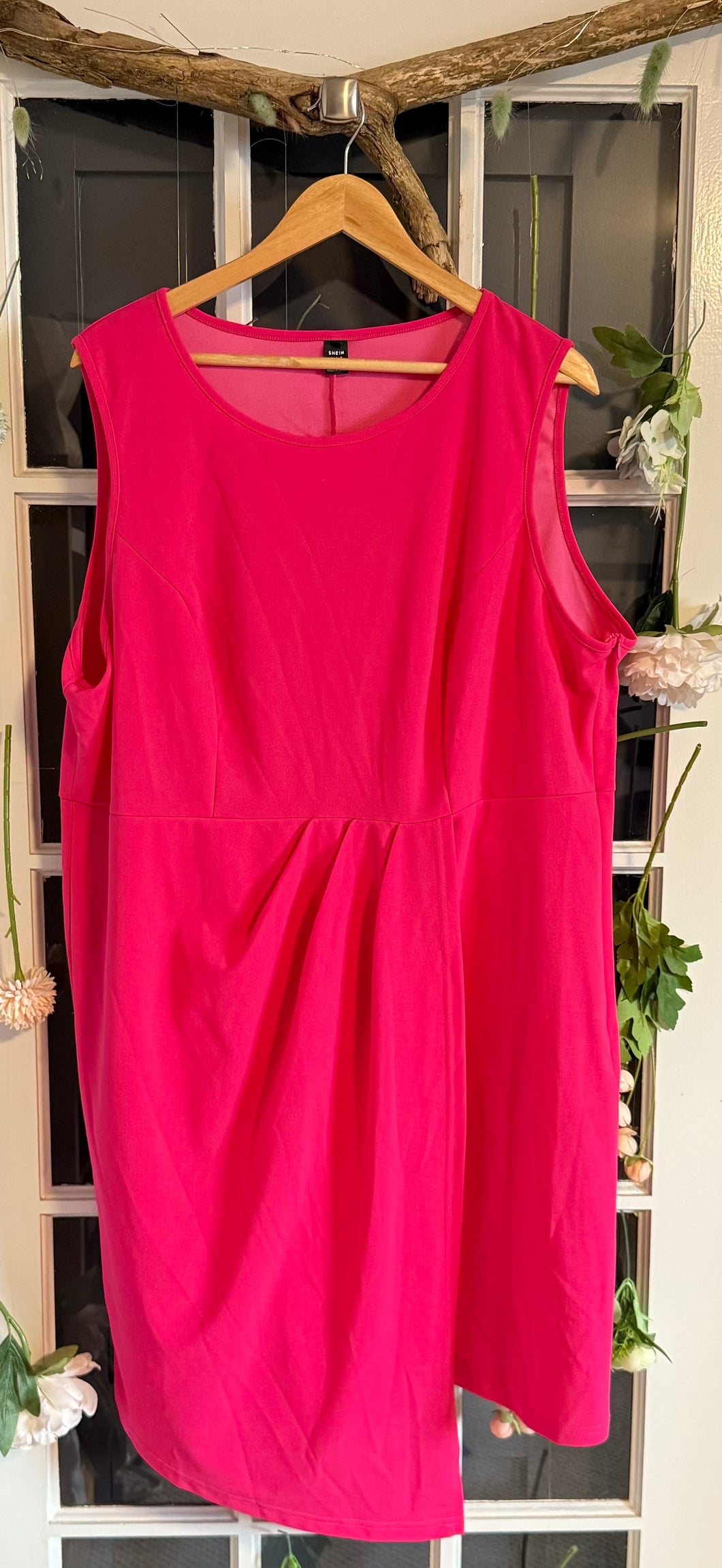 Hot Pink Sleeveless Asymmetrical Dress 4X