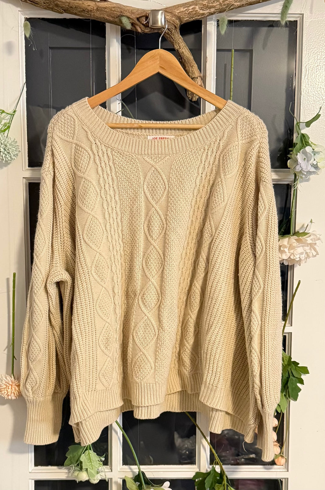 Joe Fresh Cream Cableknit Sweater 3X