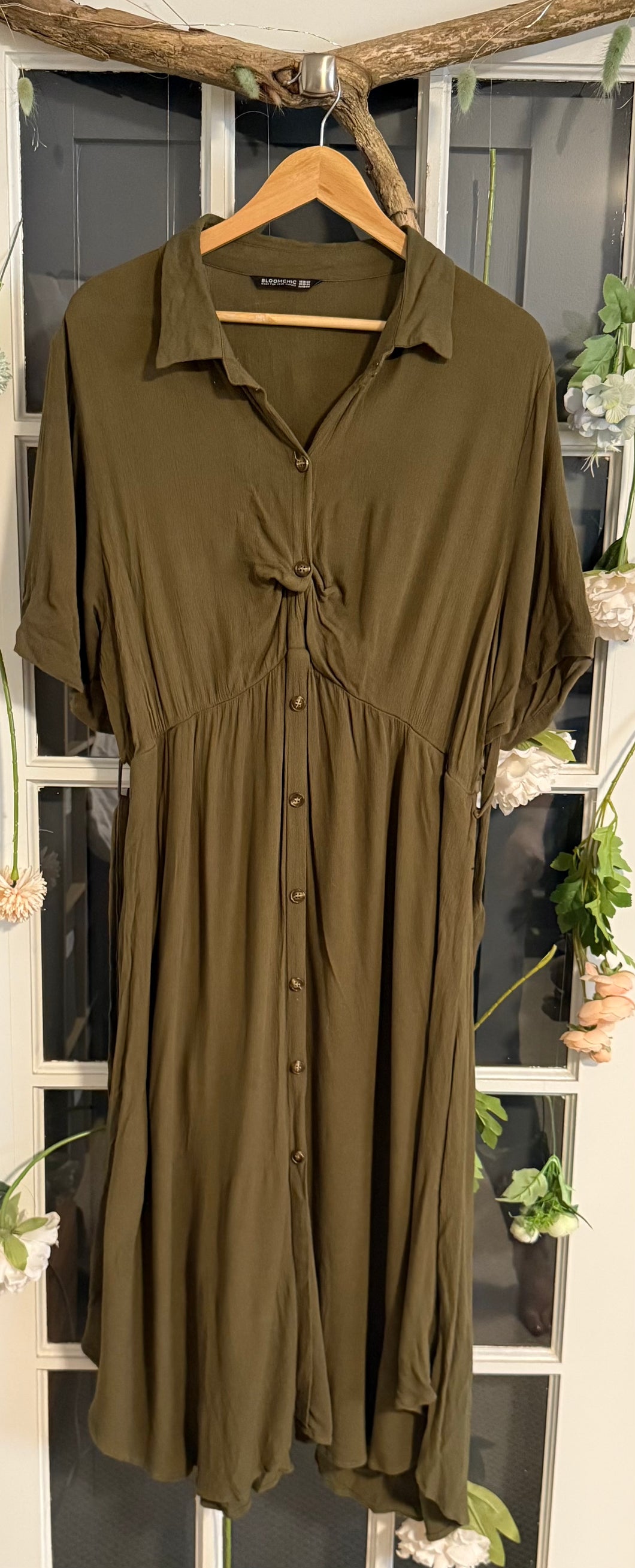 Bloomchic Olive Button Down Maxi 18-20