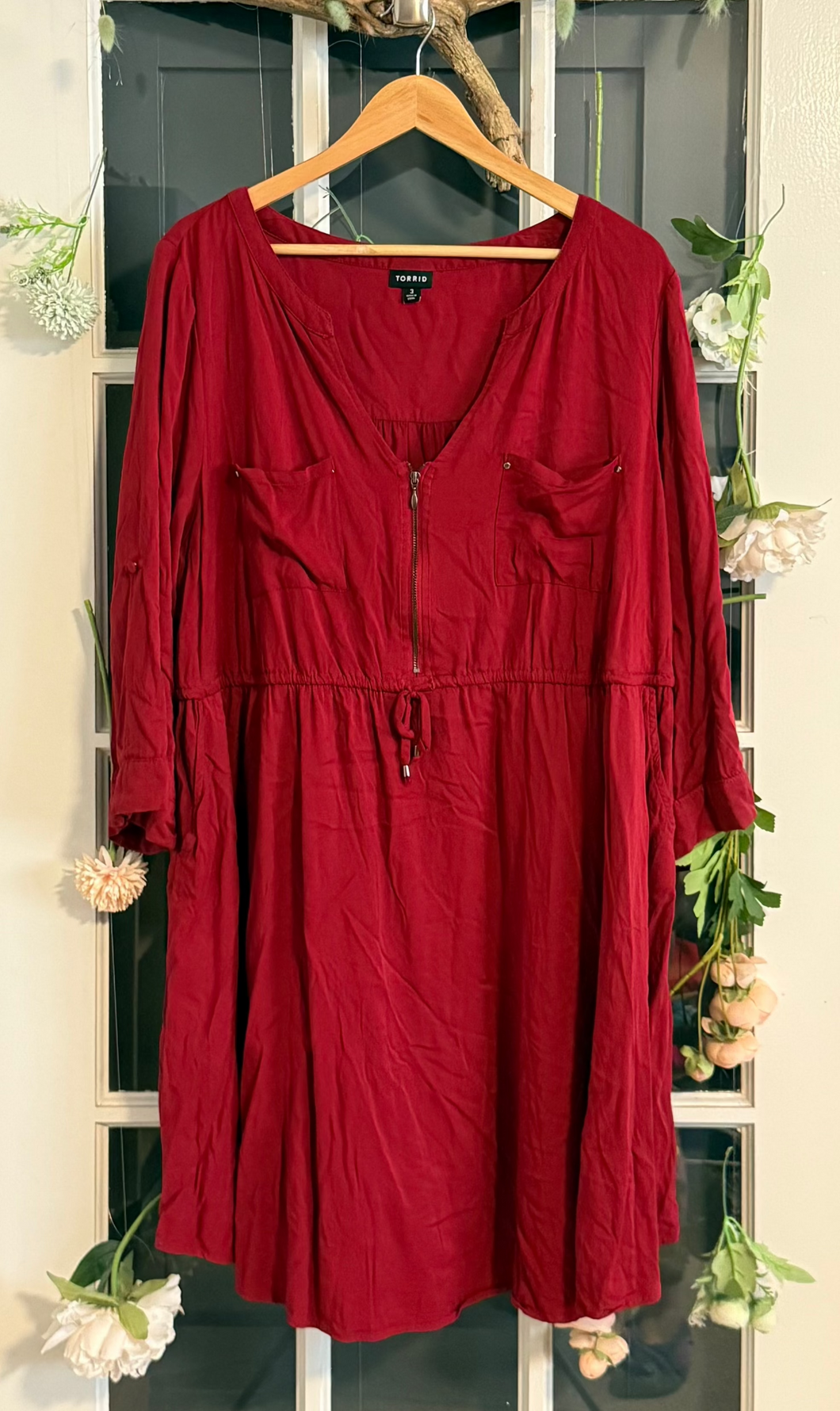 Torrid Maroon Dress 3/4 Sleeves 3X – Curvy Thrift Co Torrid Maroon Dress 3/4 Sleeves 3X – Curvy Thrift Co