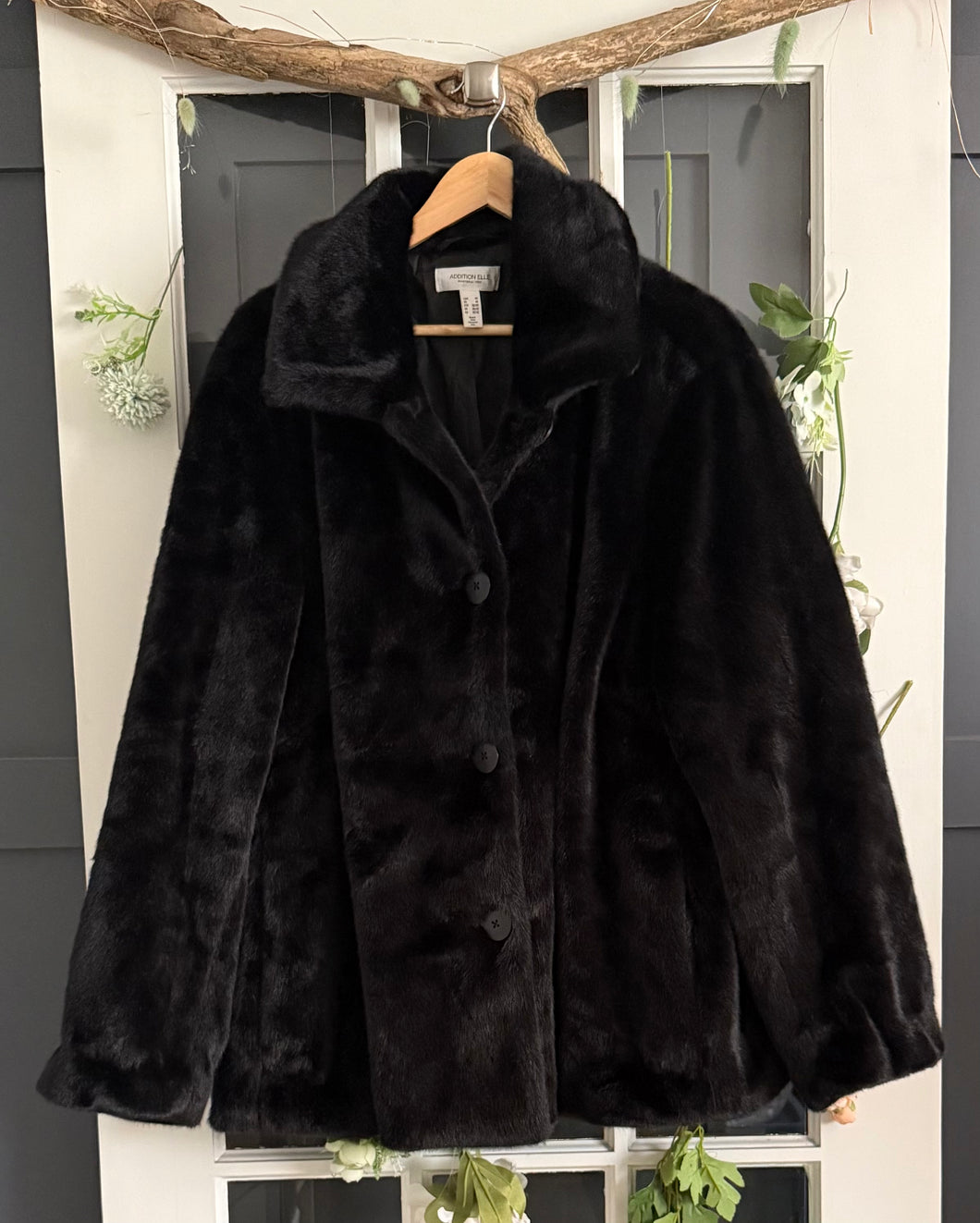 Penn. Black Faux Fur Pea Coat 4X