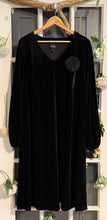 Load image into Gallery viewer, Ulla Popken Long sleeved Black Velvet Dress 24/26
