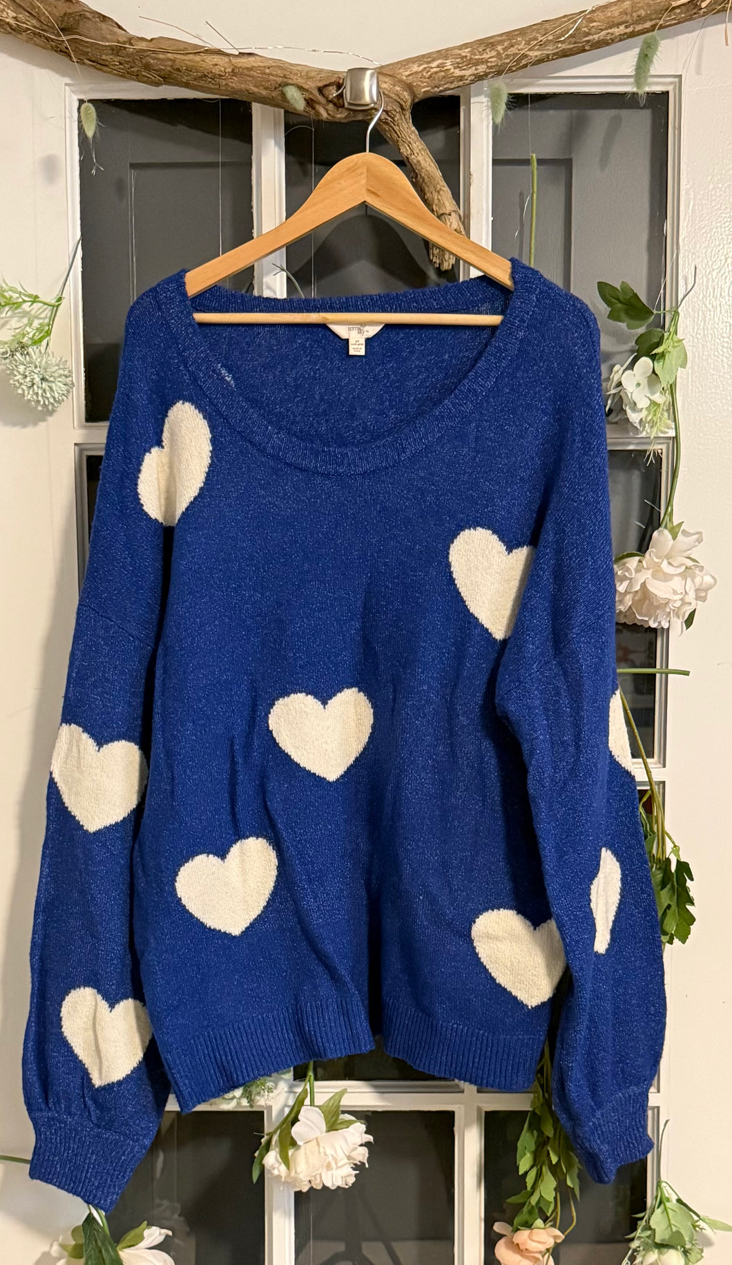 Blue Heart Sweater 3X