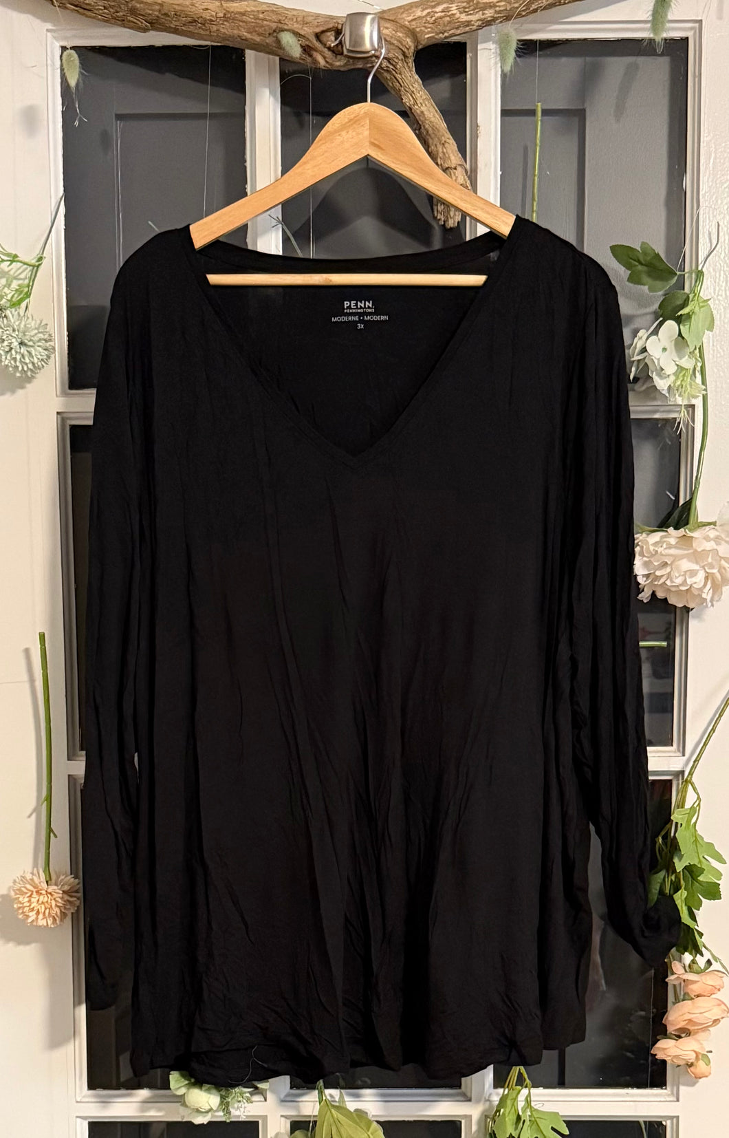 Penn. Modern Fit Long Sleeved Black Top 3X