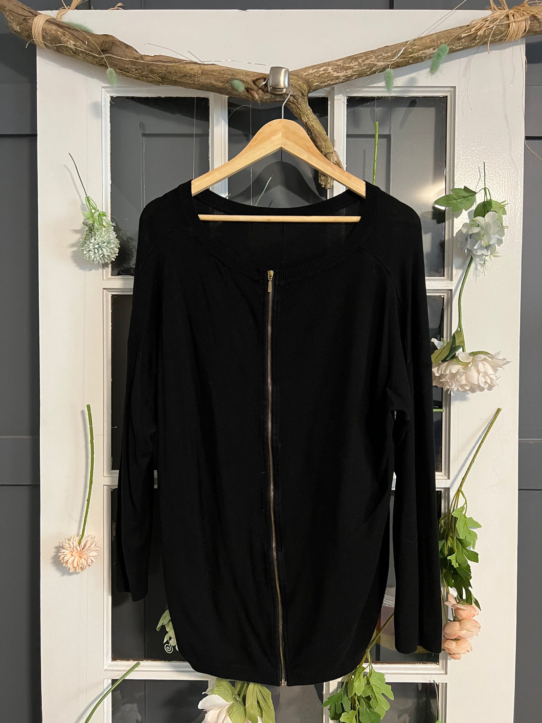 Black Sweater with Zip Back 2X