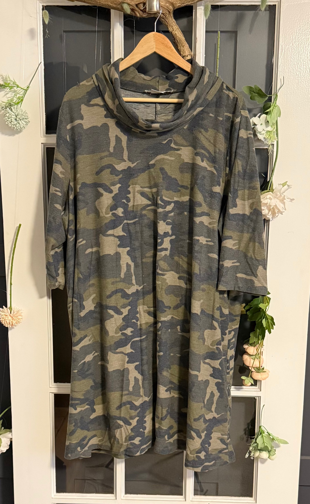 PENN cowl neck camo mini dress 4X