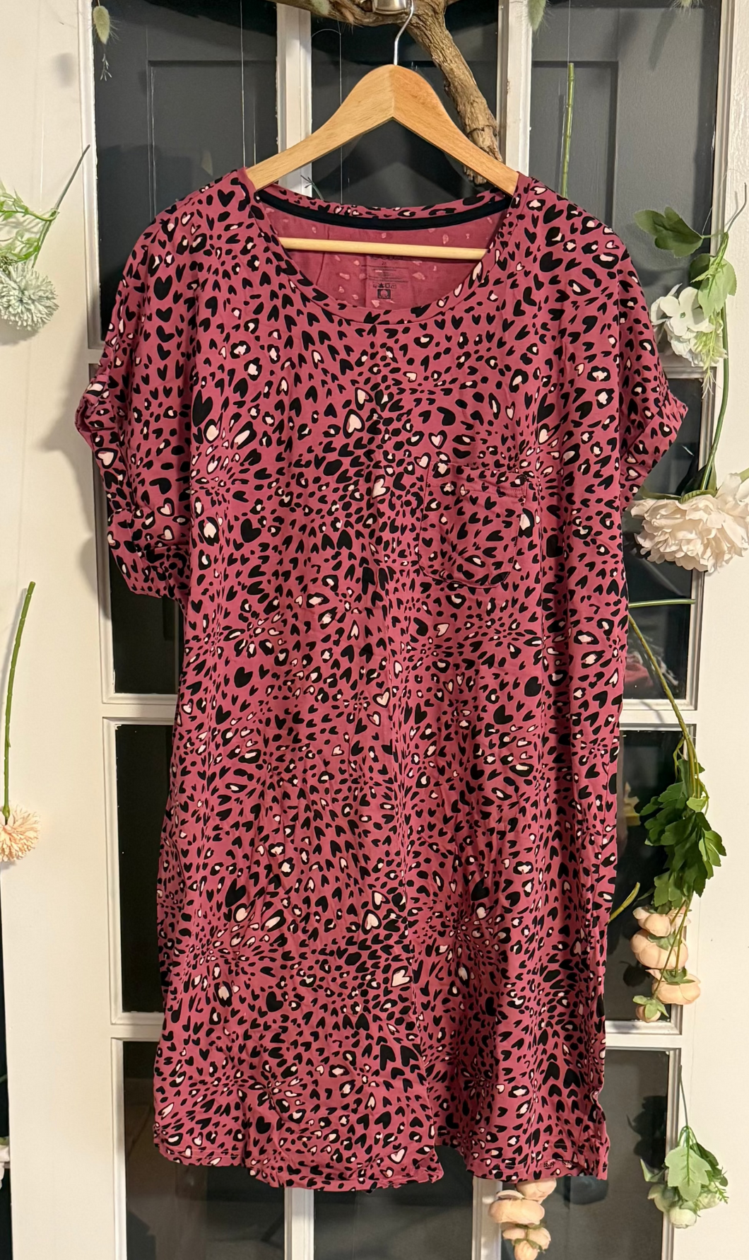 PENN Ti Voglio dusty rose leopard sleep dress 2X