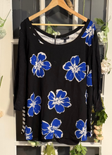 Load image into Gallery viewer, Lane Bryant black and blue floral blouse 26/28
