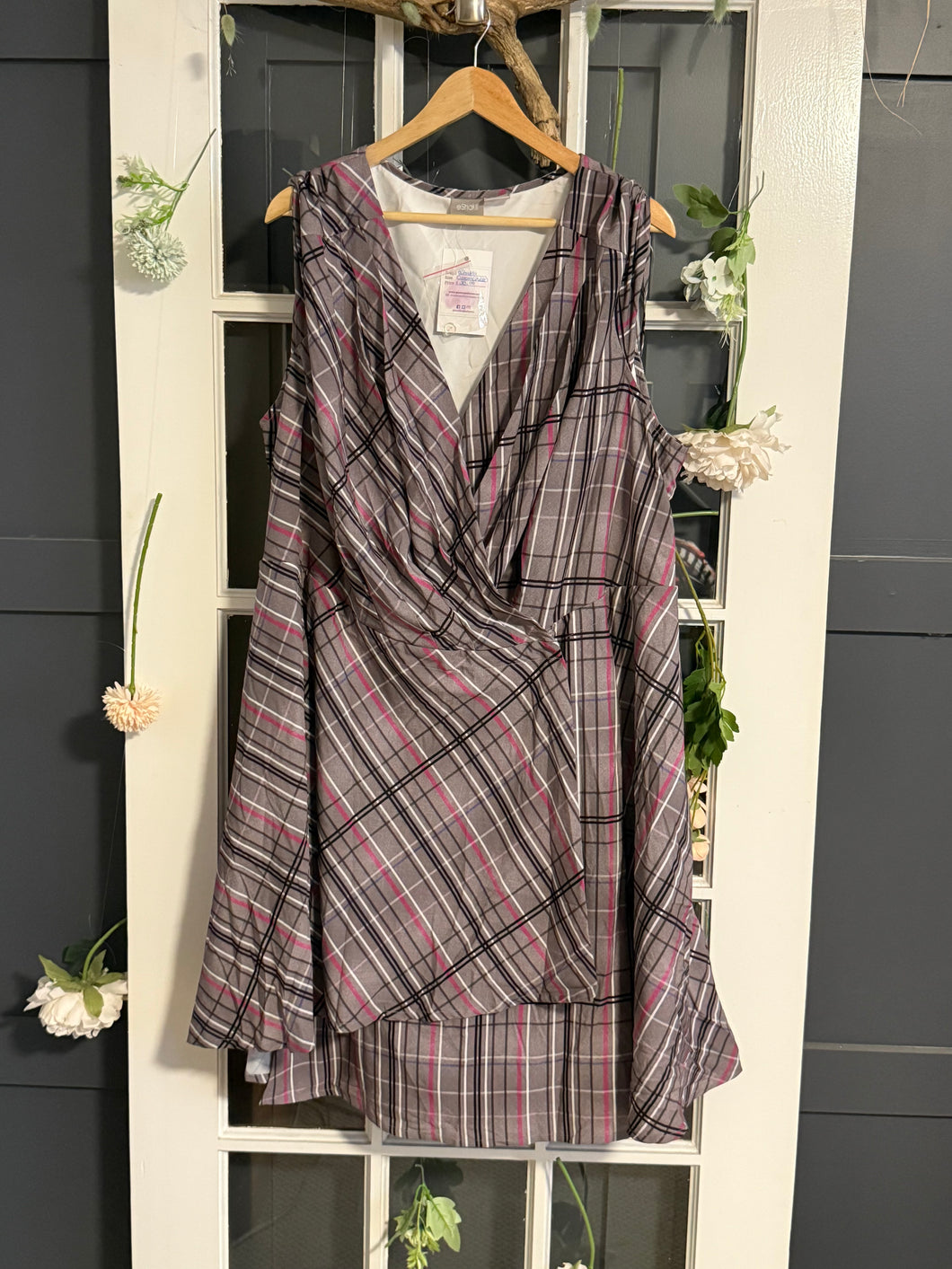 Sleeveless tartan print dress 26/28