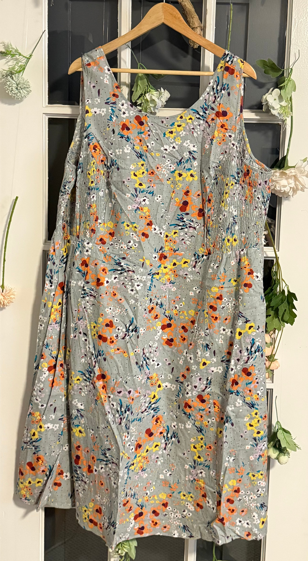 PENN grey green floral sleeveless dress 24