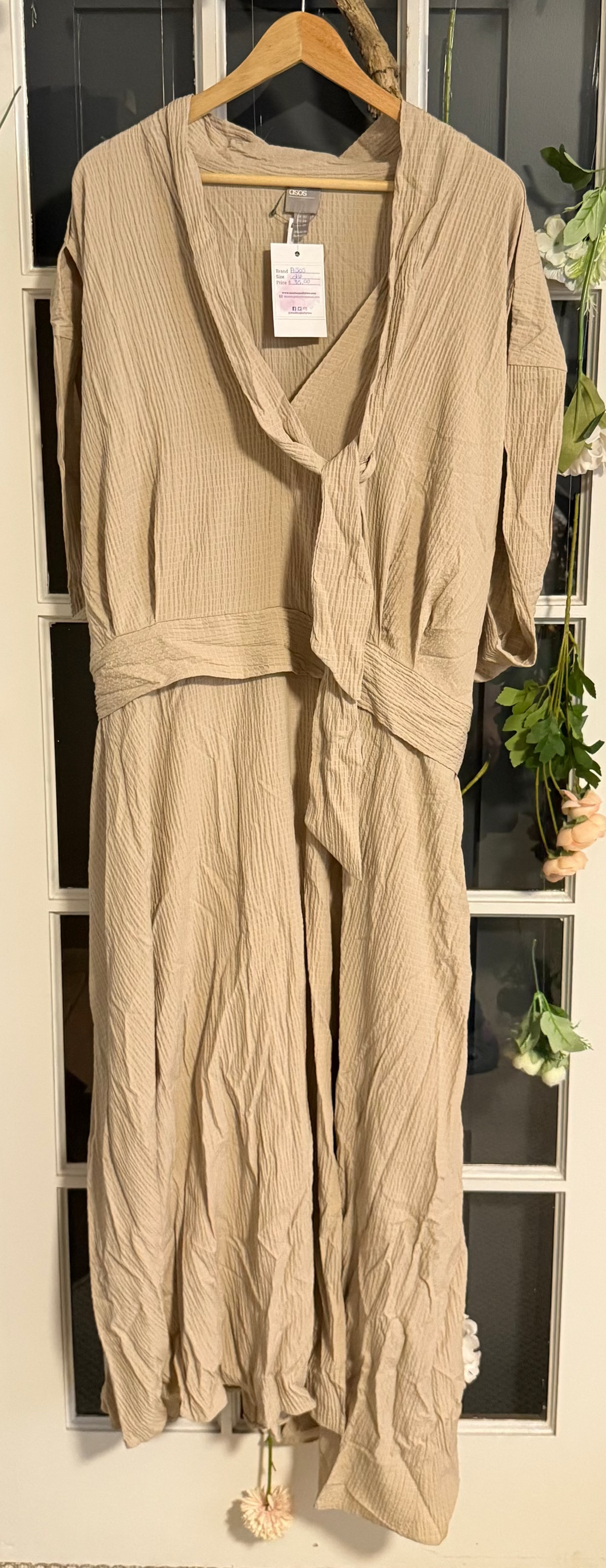 ASOS beige cap sleeve dress 26