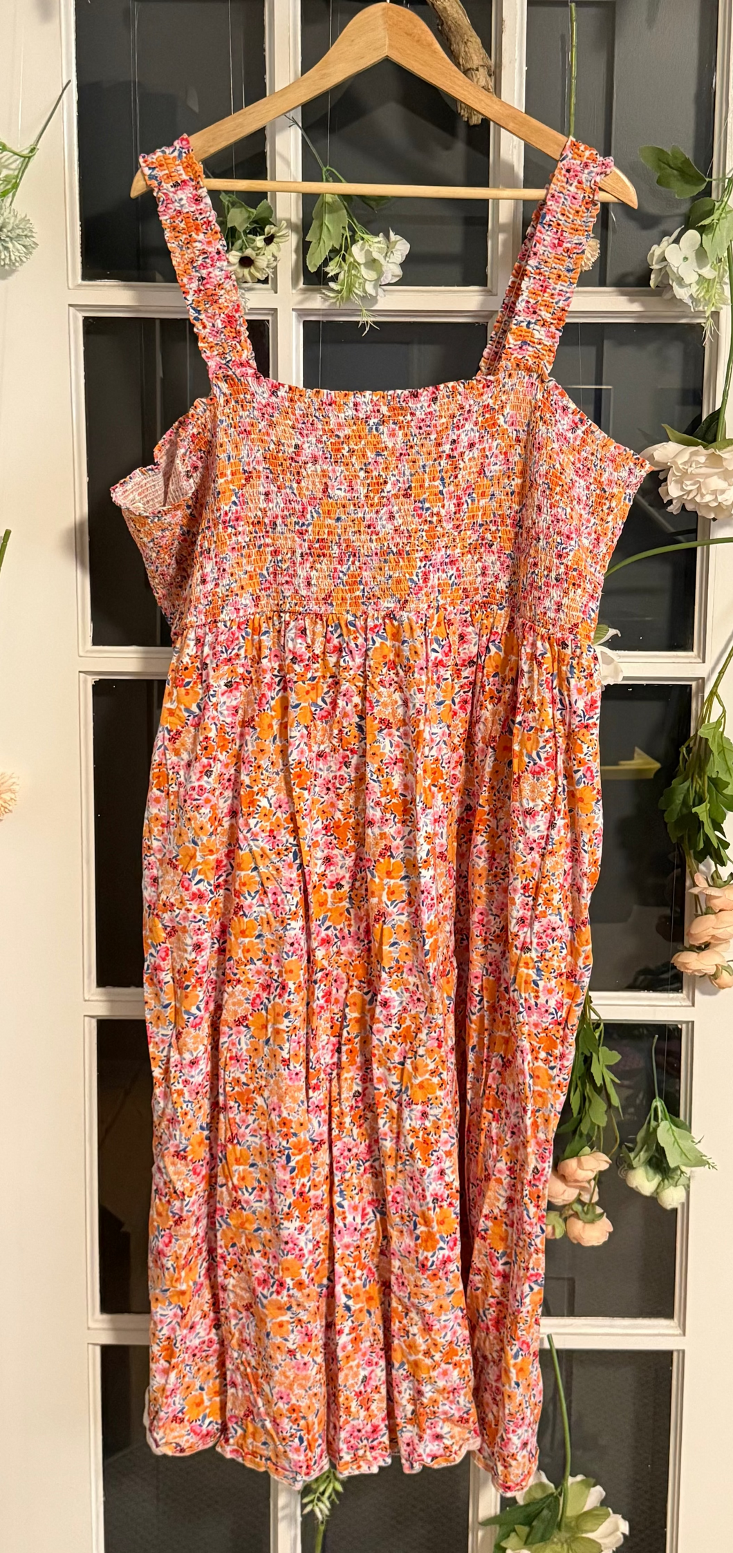 Old Navy Orange Floral Maxi 4X