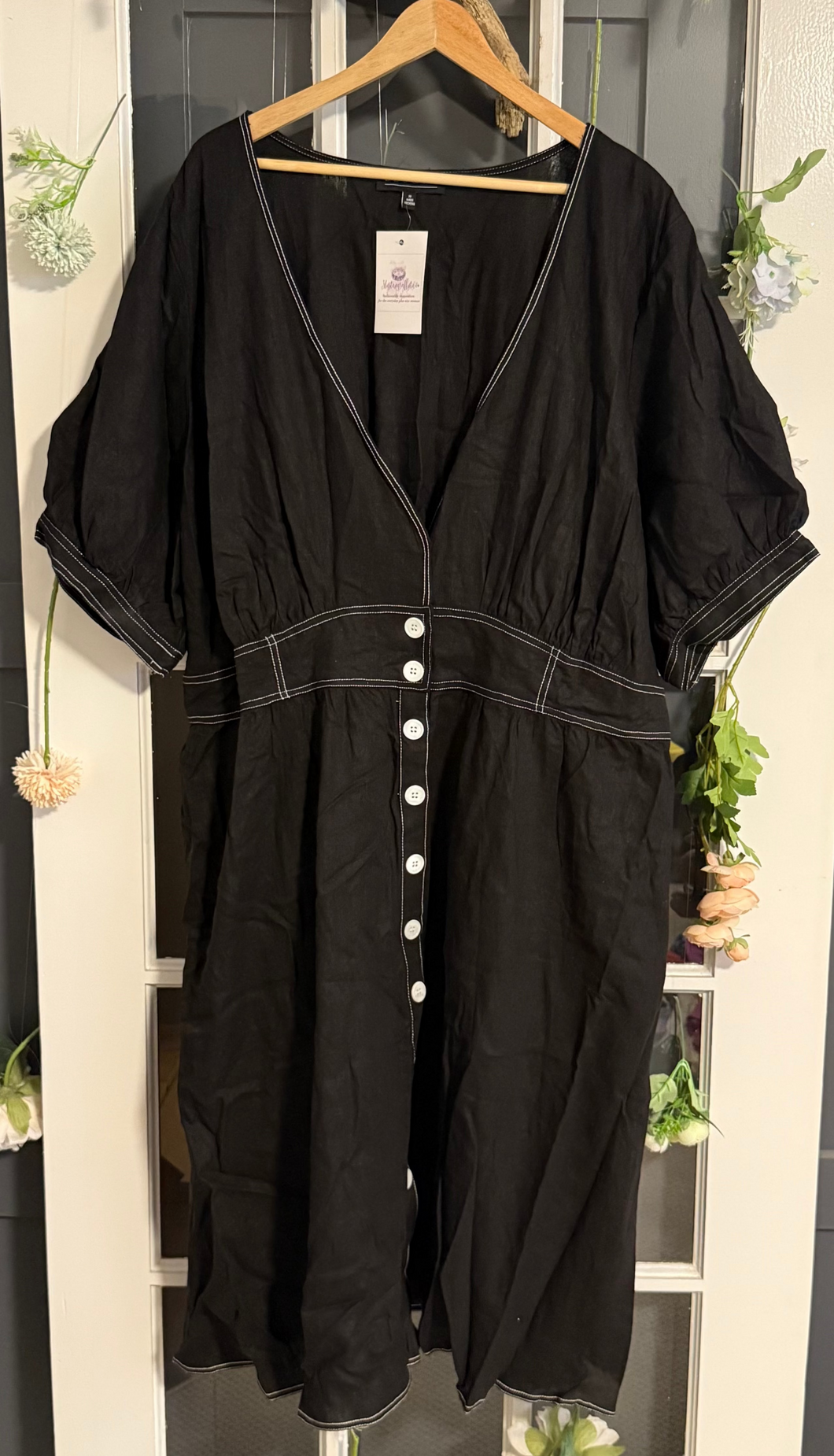 Eloquii black linen dress 28