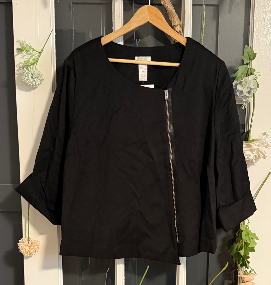 Lane Bryant satin jacket with asymmetrical zipper 26